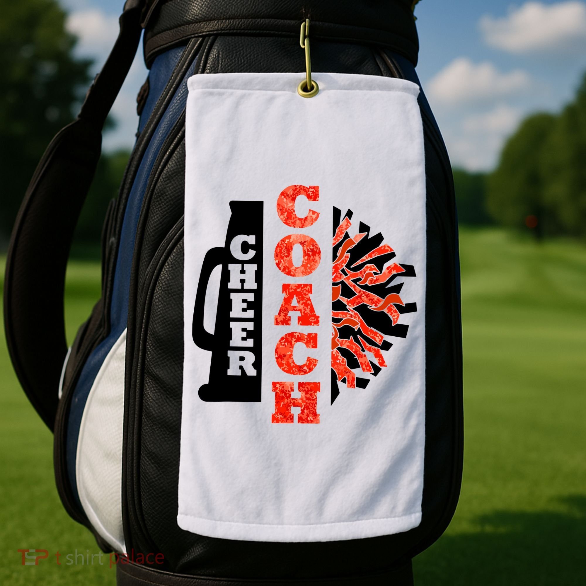 Cheer Coach Cheerleader Megaphone Pom Pom Golf Towel