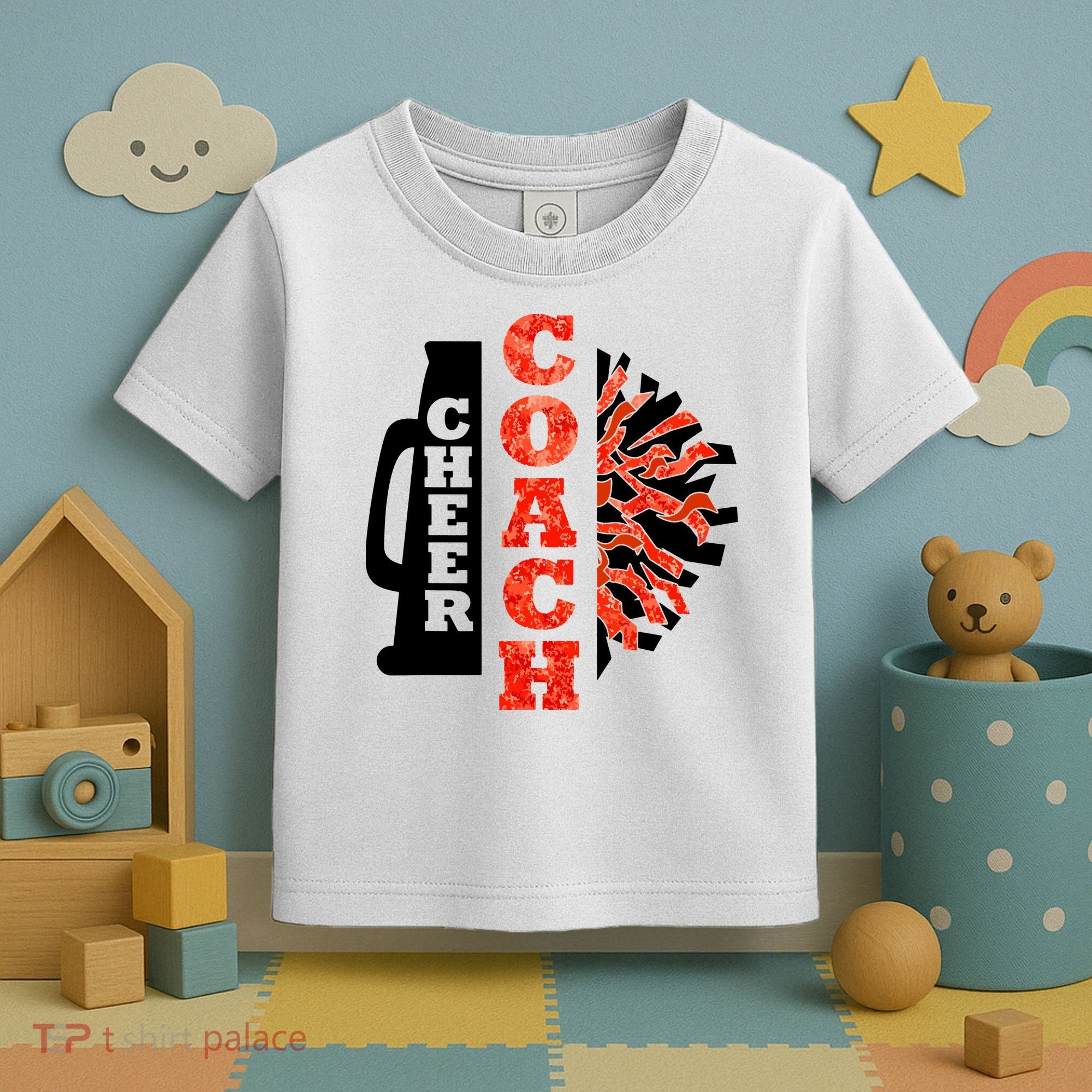 Cheer Coach Cheerleader Megaphone Pom Pom Toddler T-Shirt