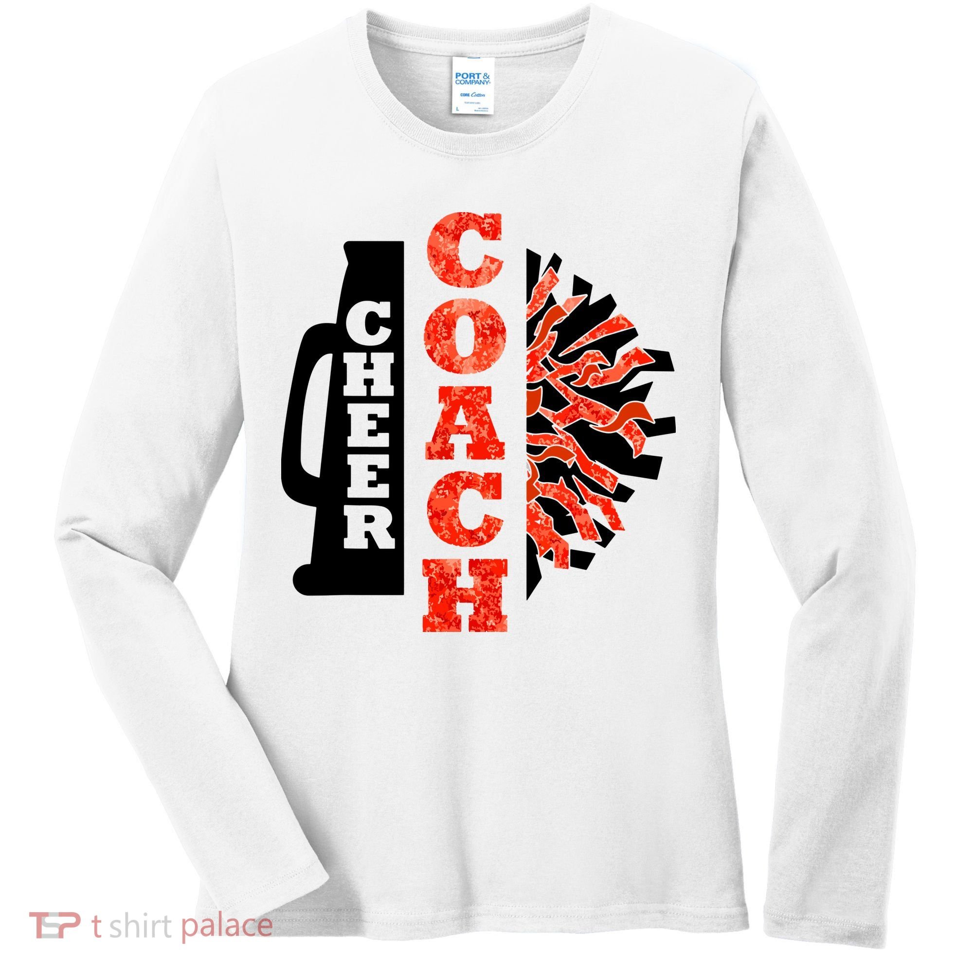 Cheer Coach Cheerleader Megaphone Pom Pom Women's Long Sleeve Shirt