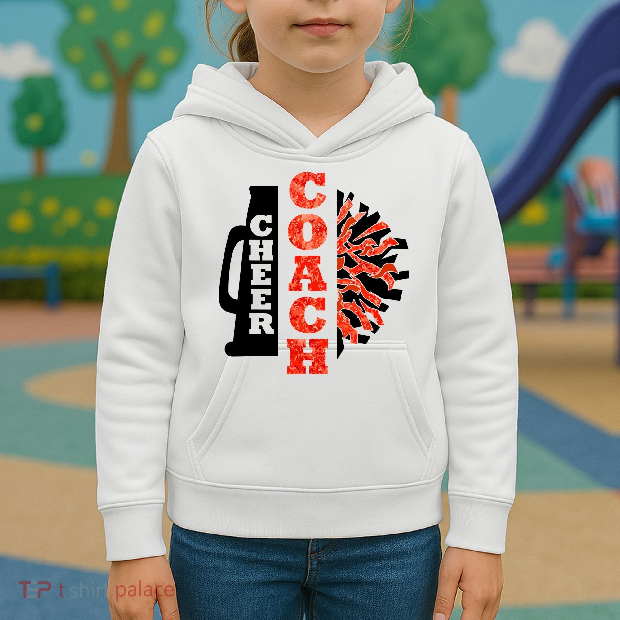 Cheer Coach Cheerleader Megaphone Pom Pom Kids Hoodie