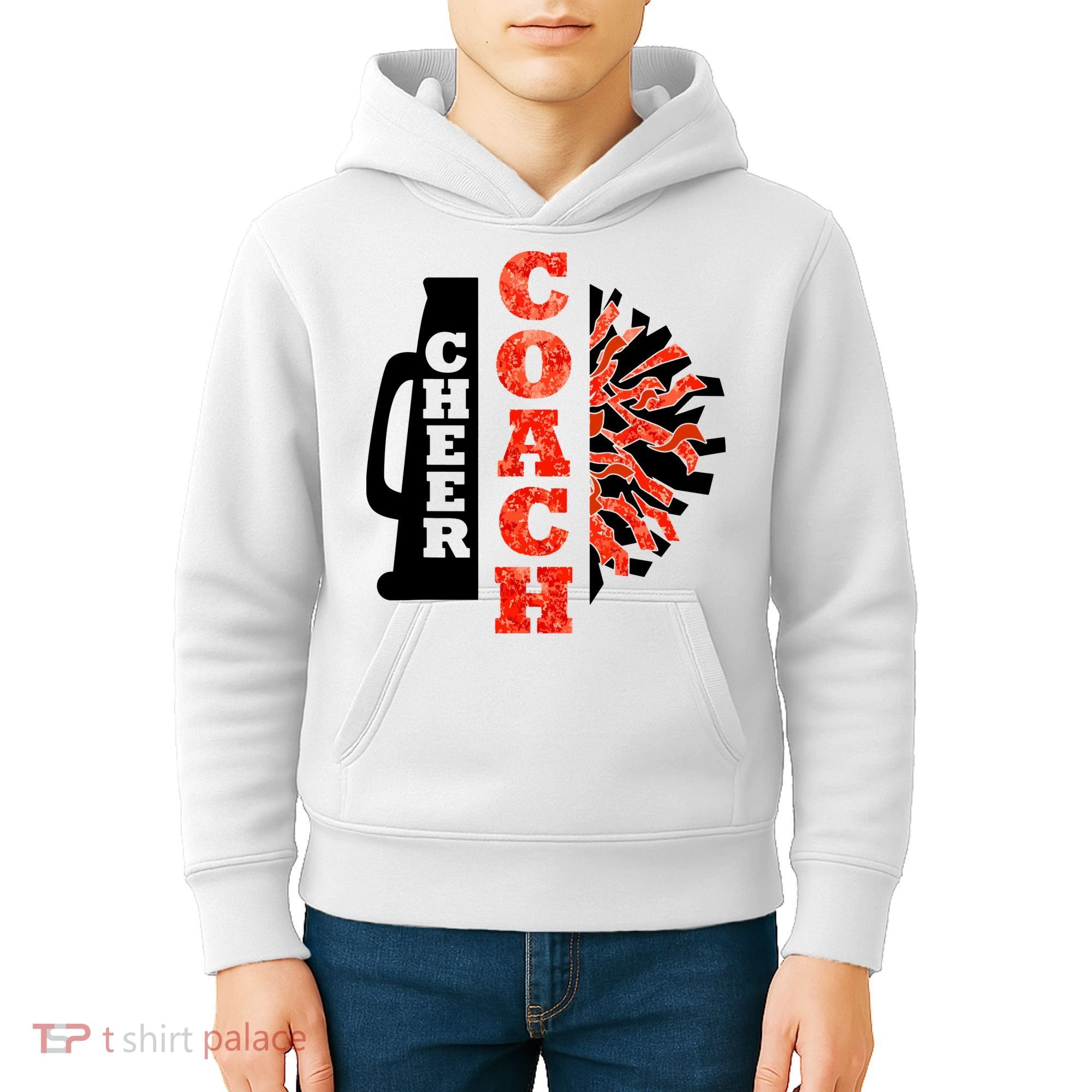 Cheer Coach Cheerleader Megaphone Pom Pom Kids Hoodie