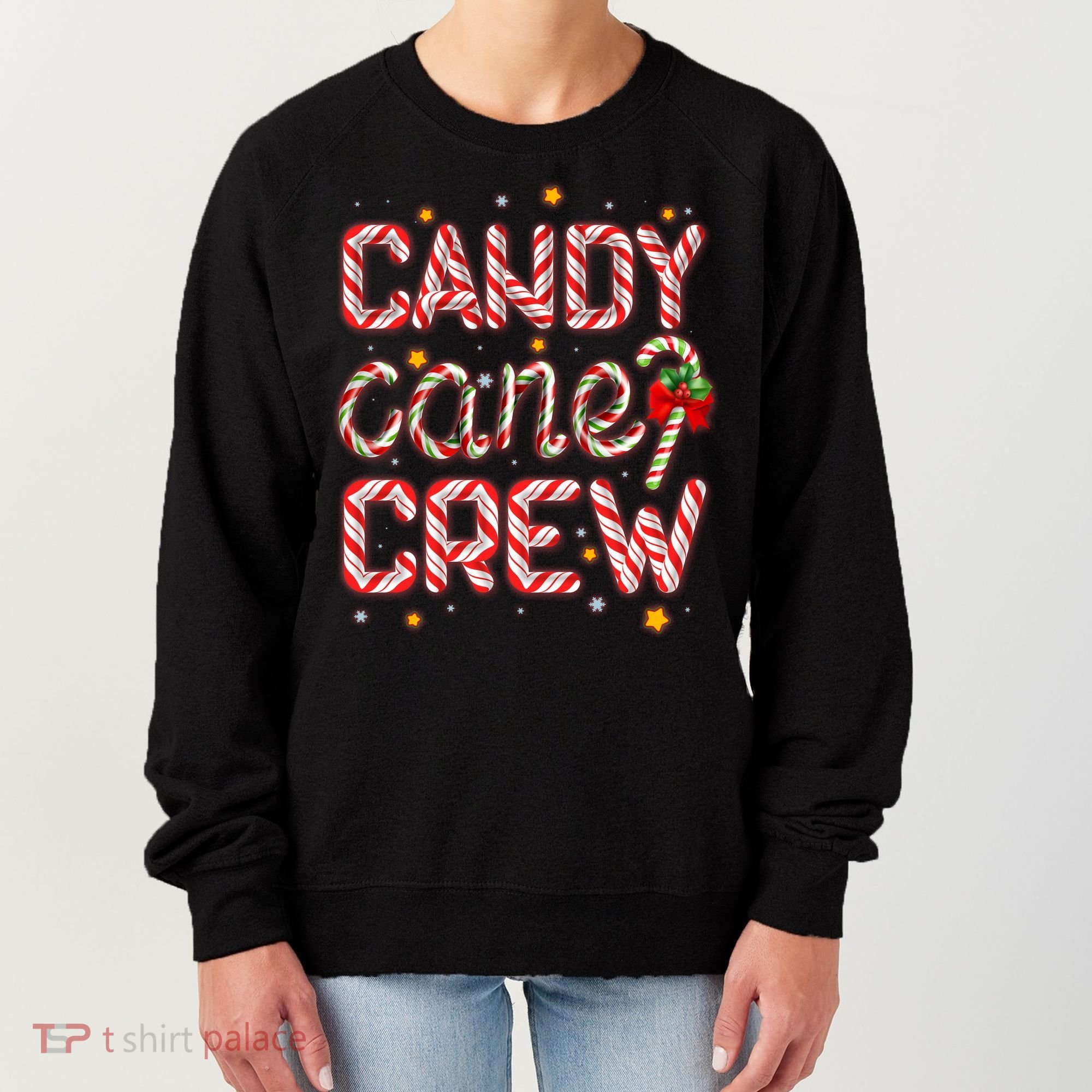 Cute Christmas Candy Cane Crew Matching Shirts Women's Sweatshirt