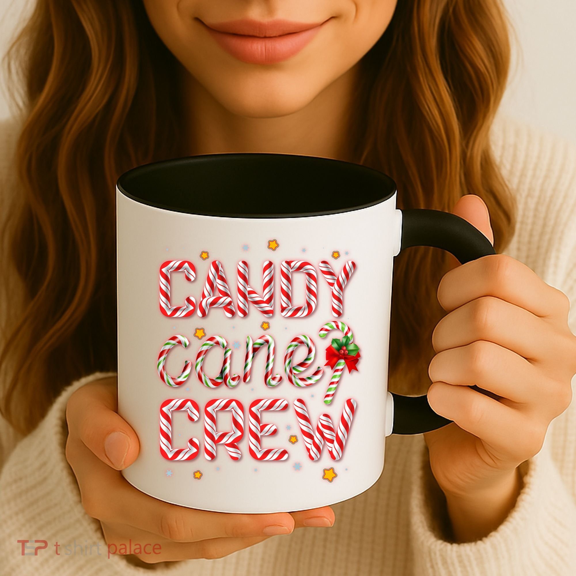 Cute Christmas Candy Cane Crew Matching Shirts Coffee Mug