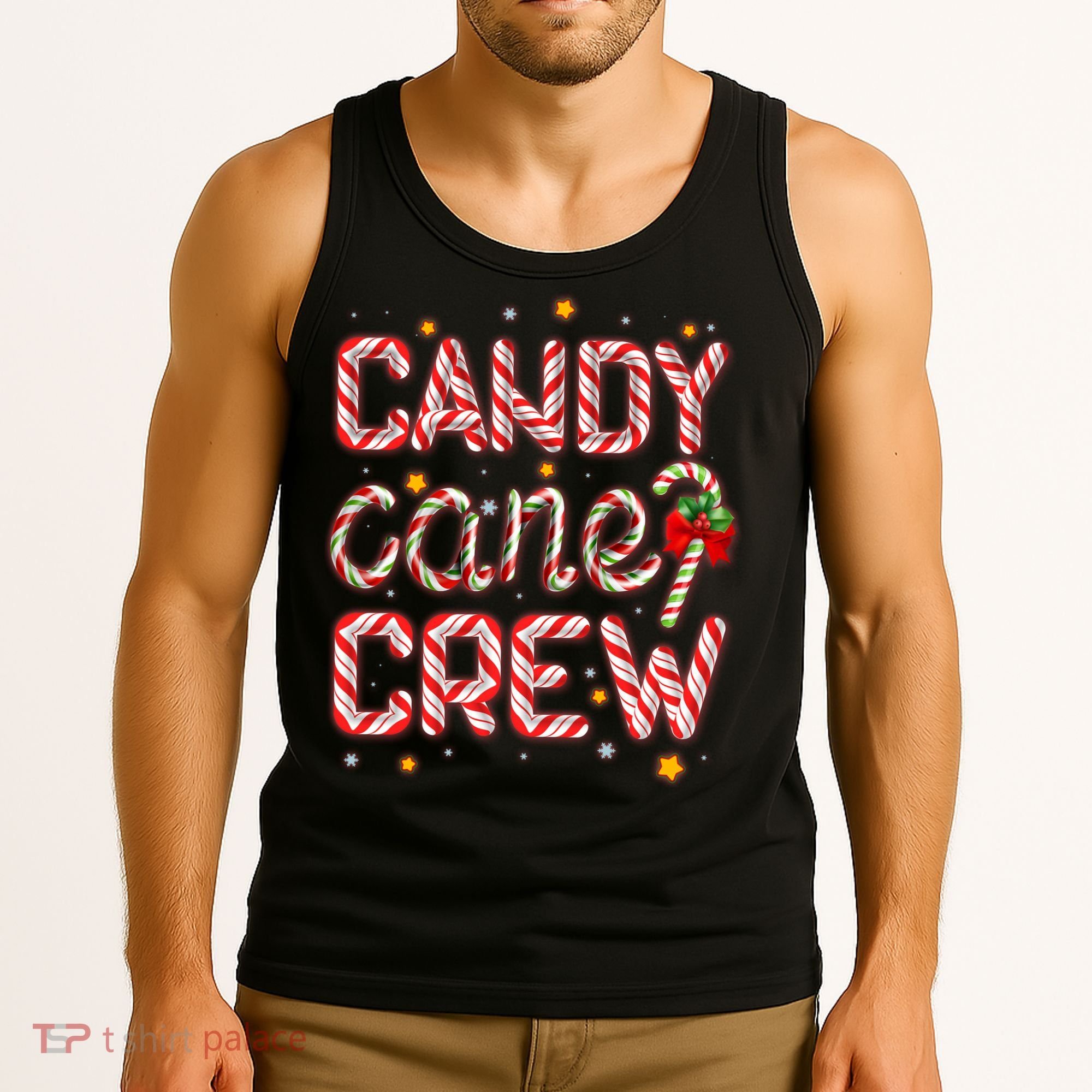 Cute Christmas Candy Cane Crew Matching Shirts Tank Top