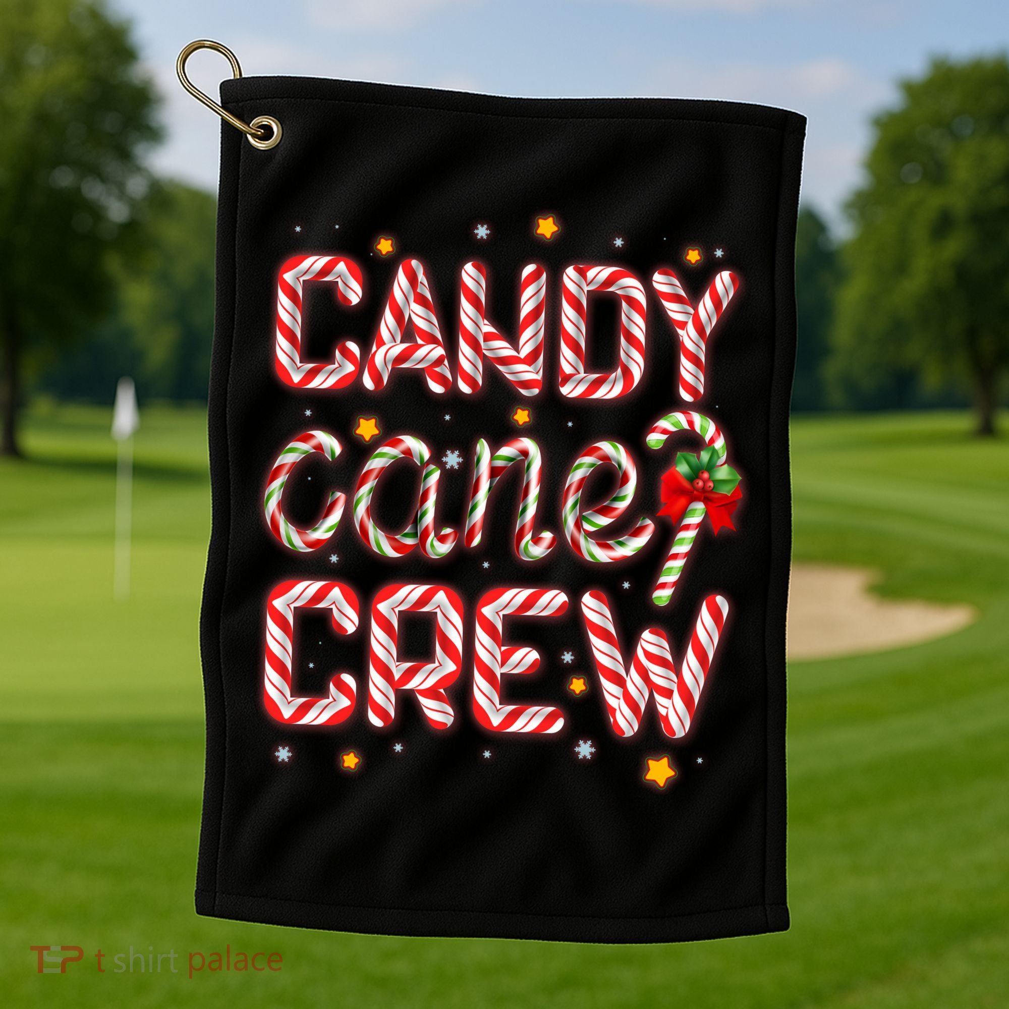 Cute Christmas Candy Cane Crew Matching Shirts Golf Towel