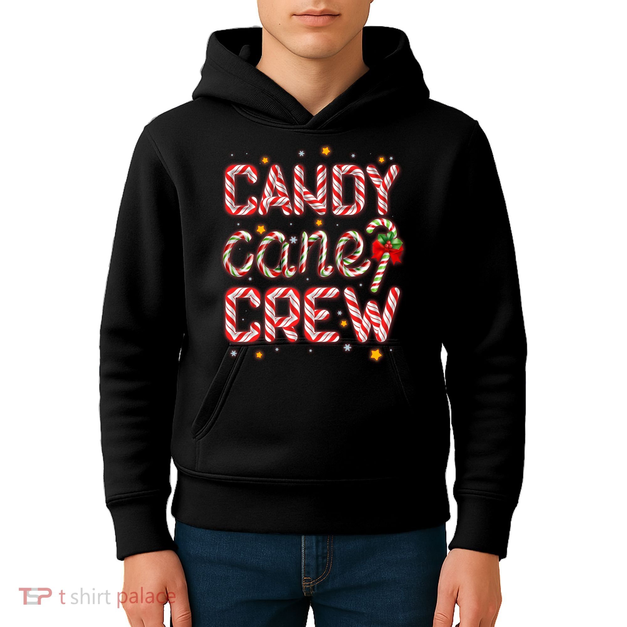 Cute Christmas Candy Cane Crew Matching Shirts Kids Hoodie