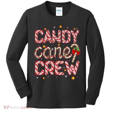 Cute Christmas Candy Cane Crew Matching Shirts Kids Long Sleeve Shirt