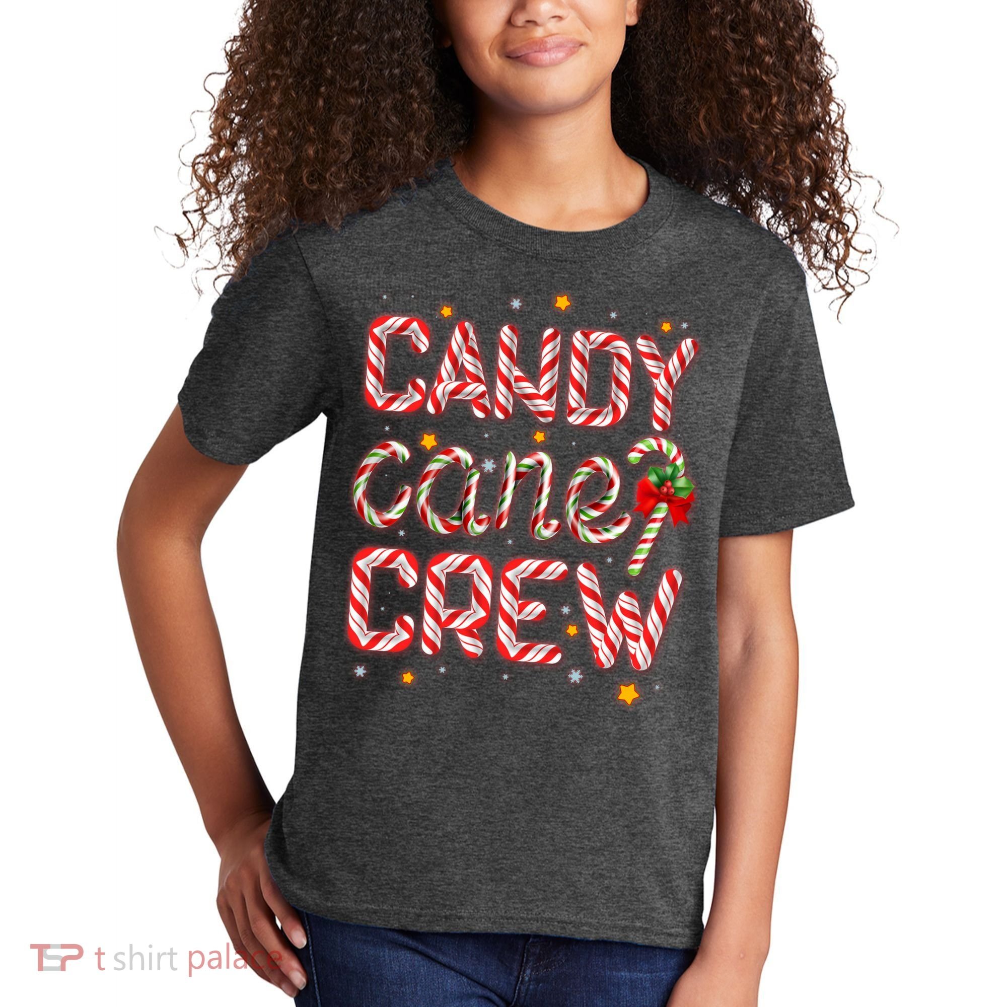 Cute Christmas Candy Cane Crew Matching Shirts Kids T-Shirt