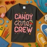 Cute Christmas Candy Cane Crew Matching Shirts Kids T-Shirt thumb 3