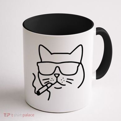 Cool Carthusian Cat With Cigarette And Sunglasses Coffee Mug back