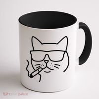 Cool Carthusian Cat With Cigarette And Sunglasses Coffee Mug thumb 1