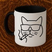 Cool Carthusian Cat With Cigarette And Sunglasses Coffee Mug thumb 2