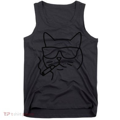 Cool Carthusian Cat With Cigarette And Sunglasses Tank Top
