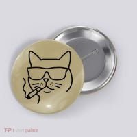 Cool Carthusian Cat With Cigarette And Sunglasses Button thumb 0