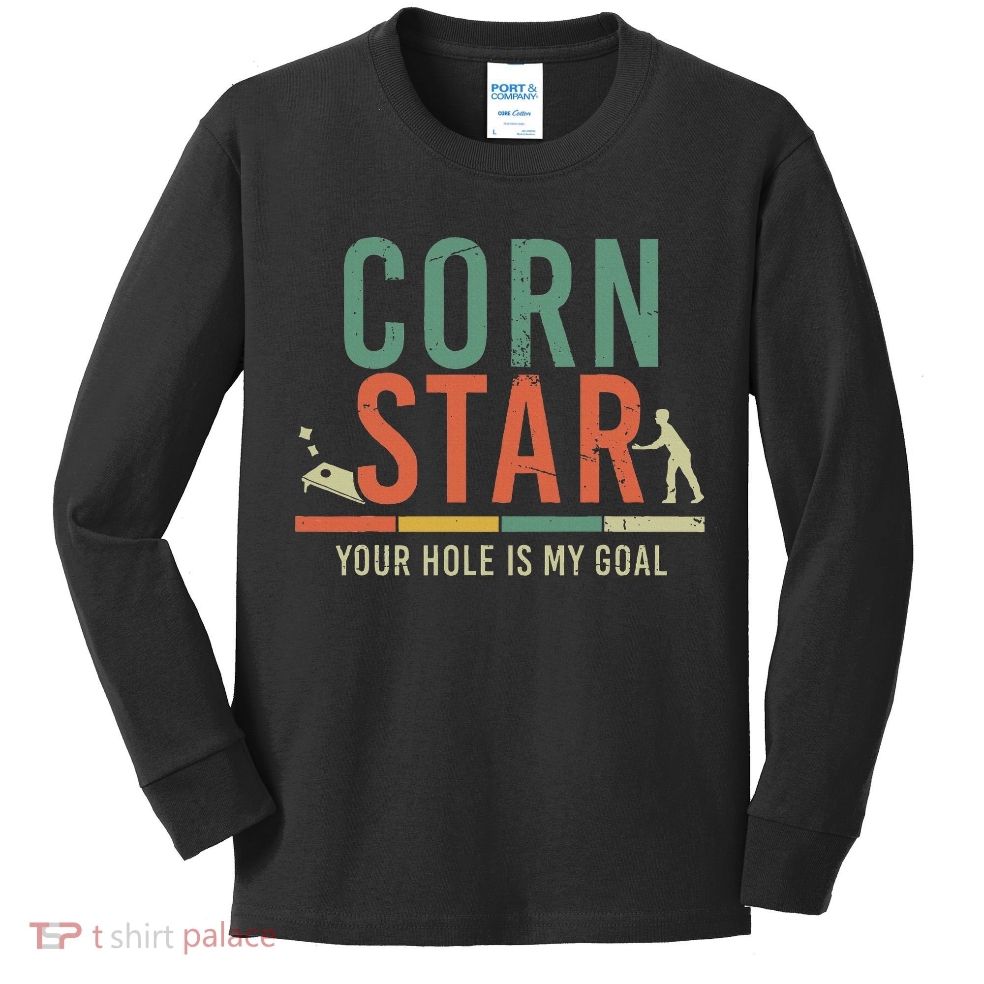 Cool Cornhole Corn Hole Bag Toss Tournament Kids Long Sleeve Shirt