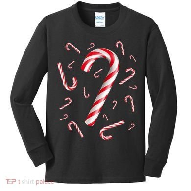 Christmas Candy Cane Mash Up Kids Long Sleeve Shirt