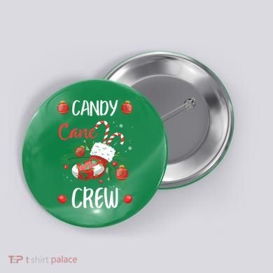 Candy Cane Crew Christmas Xmas Button