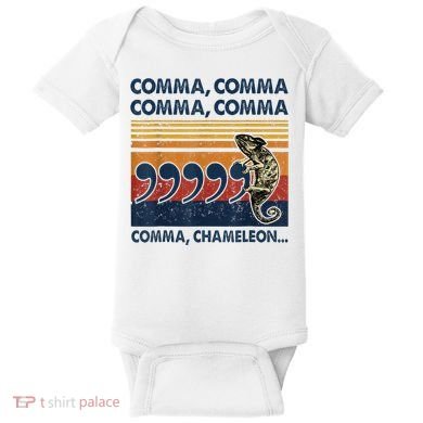 Comma Comma Chameleon Funny Grammar English Teacher Baby Bodysuit