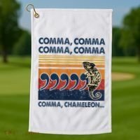 Comma Comma Chameleon Funny Grammar English Teacher Golf Towel thumb 1