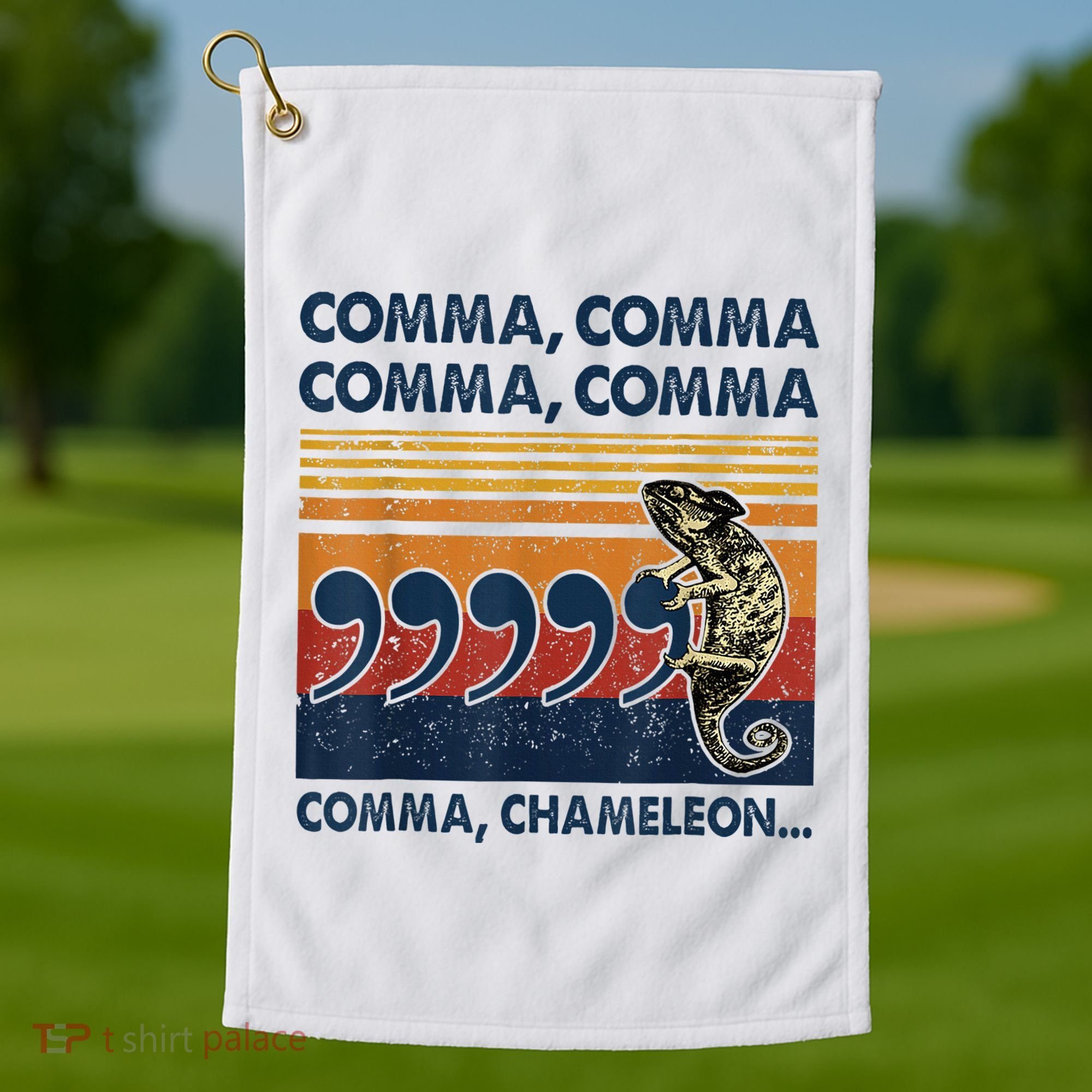 Comma Comma Chameleon Funny Grammar English Teacher Golf Towel