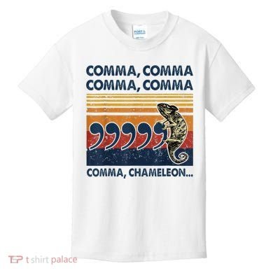 Comma Comma Chameleon Funny Grammar English Teacher Kids T-Shirt