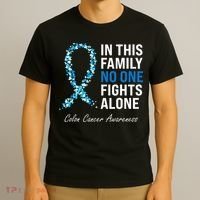 Colorectal Cancer Colon Cancer Blue Ribbon T-Shirt thumb 3