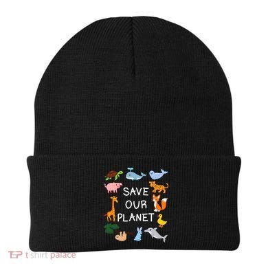 Climate Change Cute Gift With Cute Animals Save Our Planet Great Gift Beanie