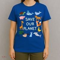 Climate Change Cute Gift With Cute Animals Save Our Planet Great Gift T-Shirt thumb 4