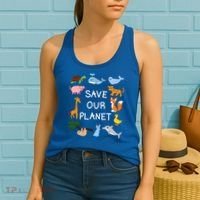 Climate Change Cute Gift With Cute Animals Save Our Planet Great Gift Women's Tank Top thumb 2