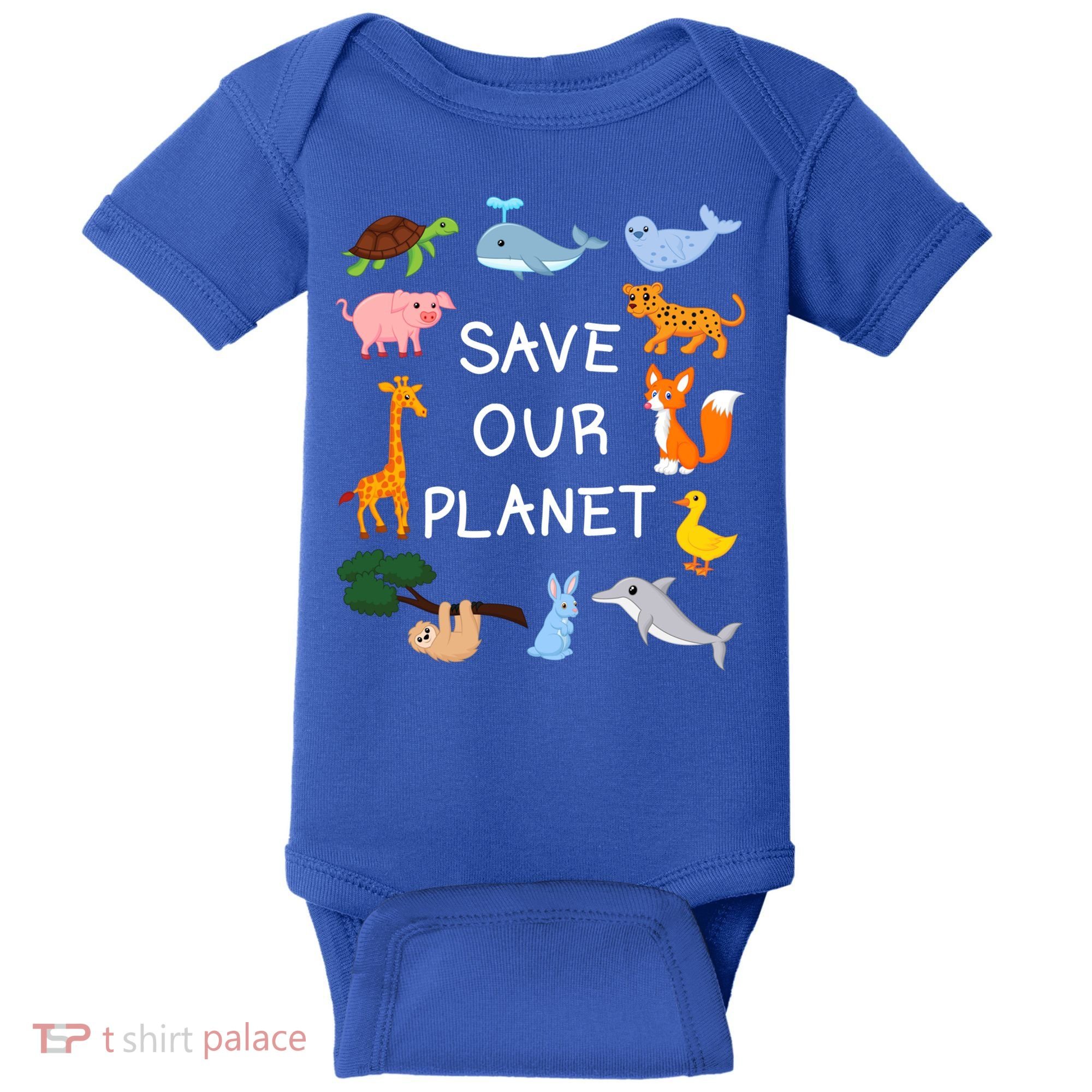 Climate Change Cute Gift With Cute Animals Save Our Planet Great Gift Baby Bodysuit