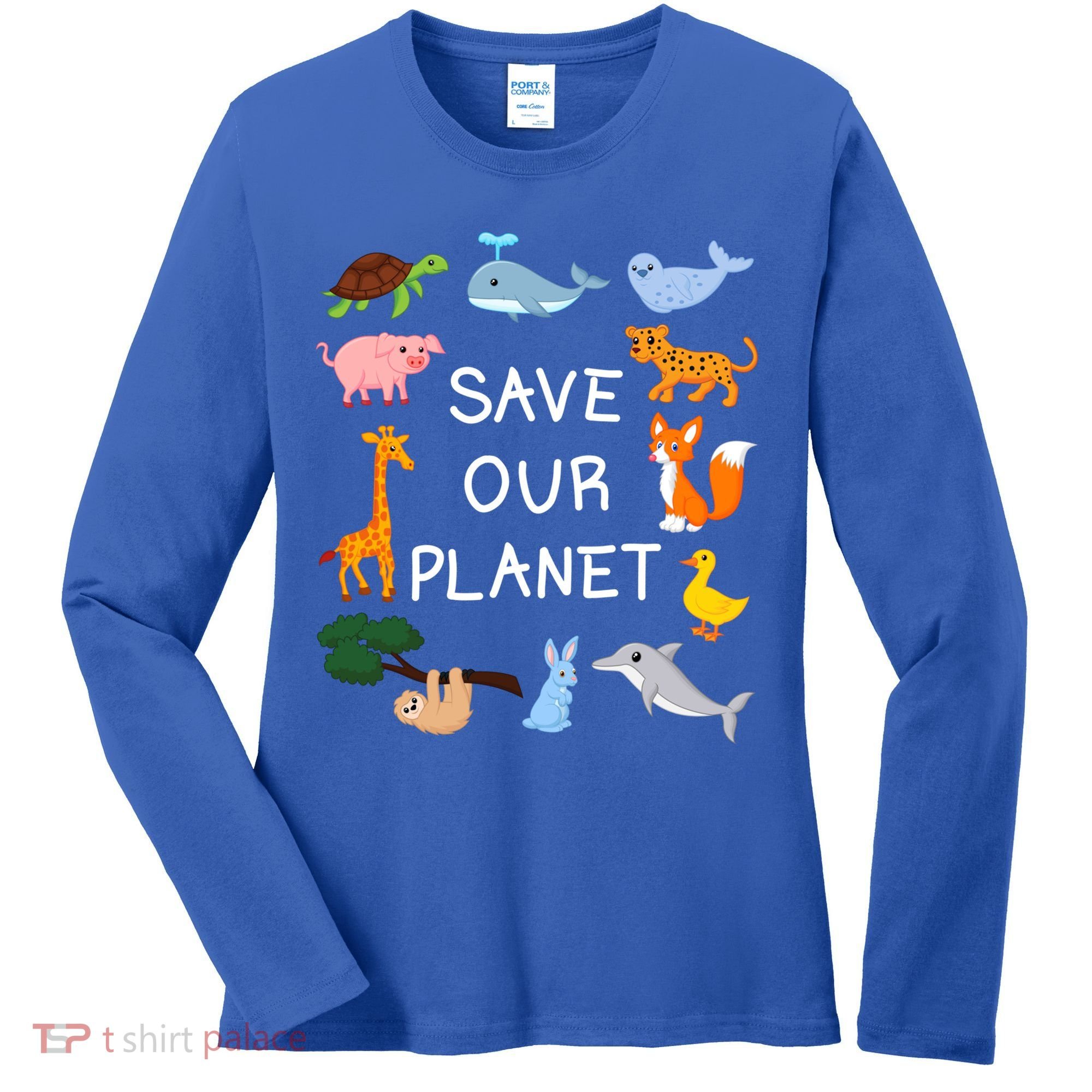 Climate Change Cute Gift With Cute Animals Save Our Planet Great Gift Women's Long Sleeve Shirt