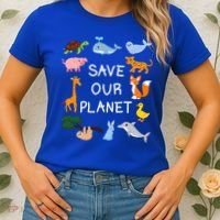 Climate Change Cute Gift With Cute Animals Save Our Planet Great Gift Women's T-Shirt thumb 2