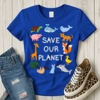 Climate Change Cute Gift With Cute Animals Save Our Planet Great Gift Women's T-Shirt thumb 3