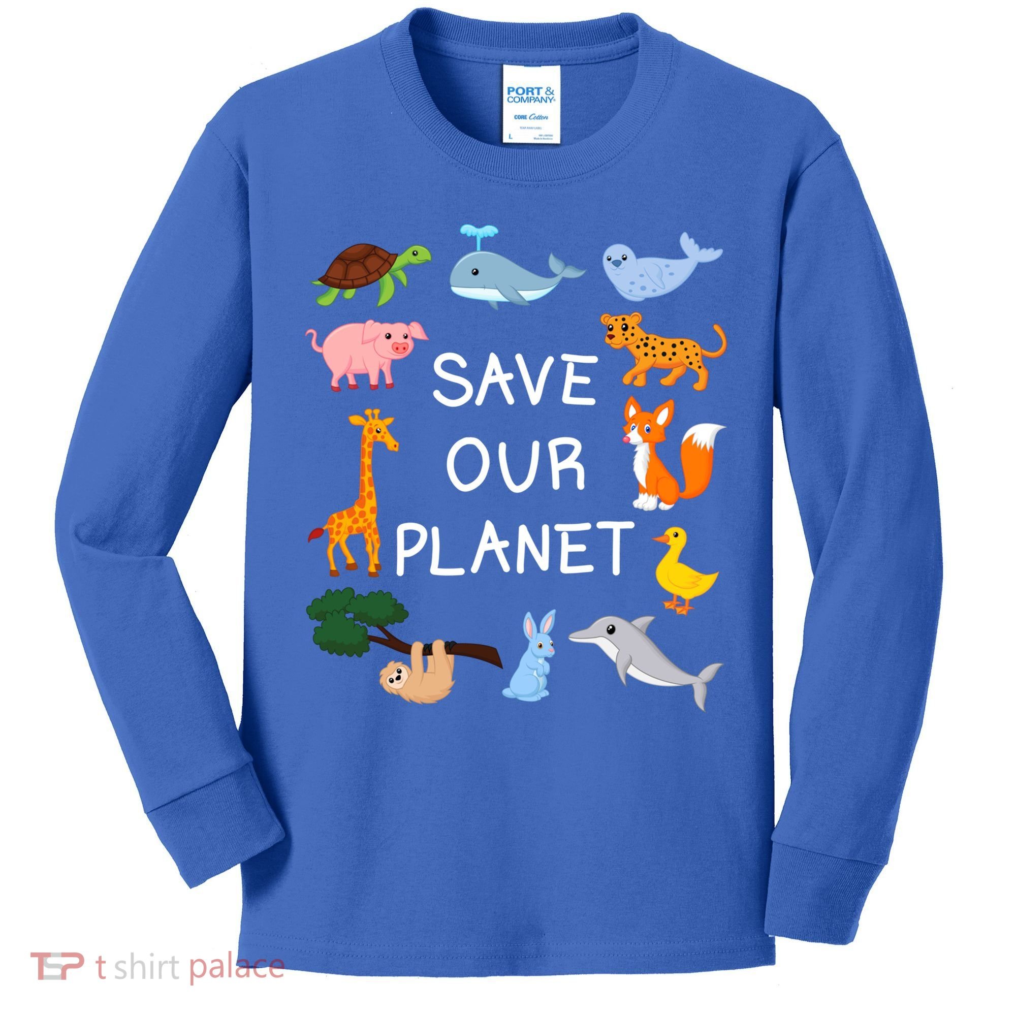 Climate Change Cute Gift With Cute Animals Save Our Planet Great Gift Kids Long Sleeve Shirt