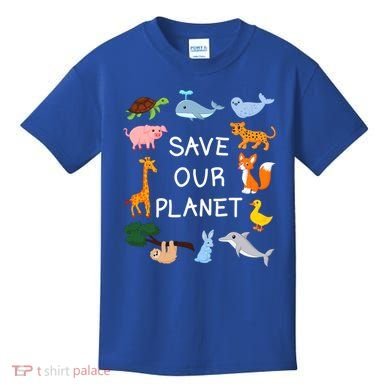 Climate Change Cute Gift With Cute Animals Save Our Planet Great Gift Kids T-Shirt