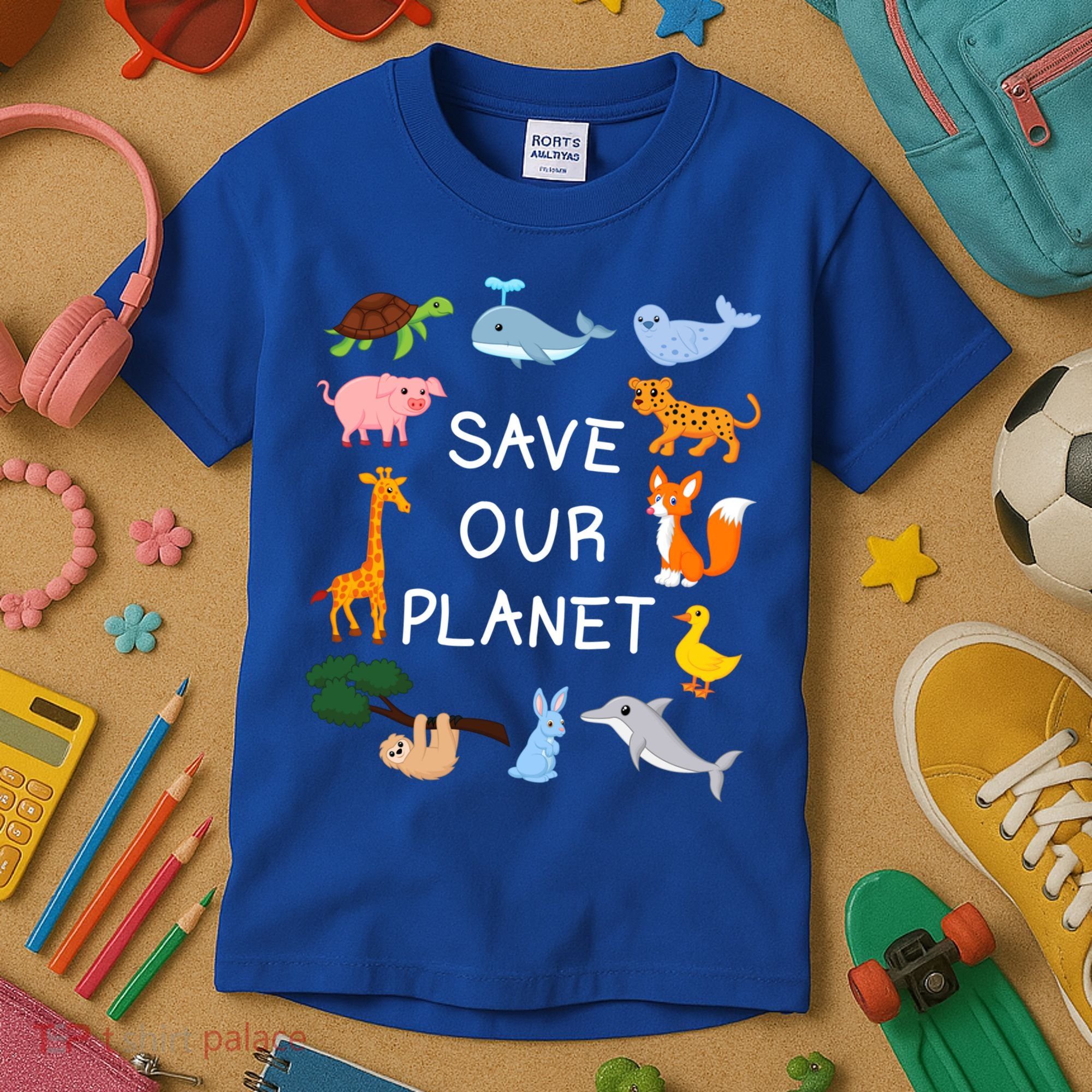 Climate Change Cute Gift With Cute Animals Save Our Planet Great Gift Kids T-Shirt