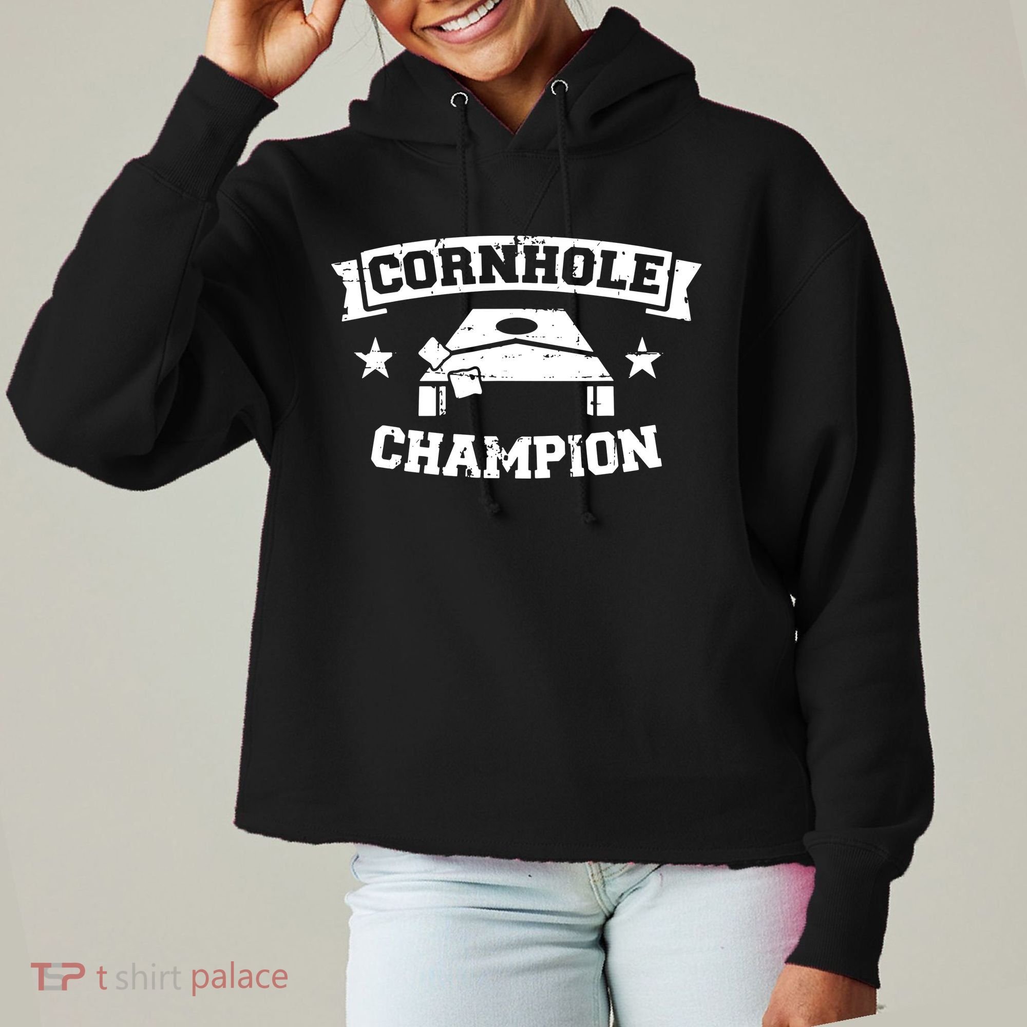 Cornhole Champion Ladies Heavyweight Boxy Pullover Hoodie
