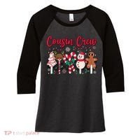 Cousin Crew Christmas Squad Family Matching Cousin Club Kid Women's Tri-Blend 3/4-Sleeve Raglan Shirt thumb 0