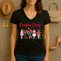 Cousin Crew Christmas Squad Family Matching Cousin Club Kid Women's V-Neck T-Shirt thumb 3
