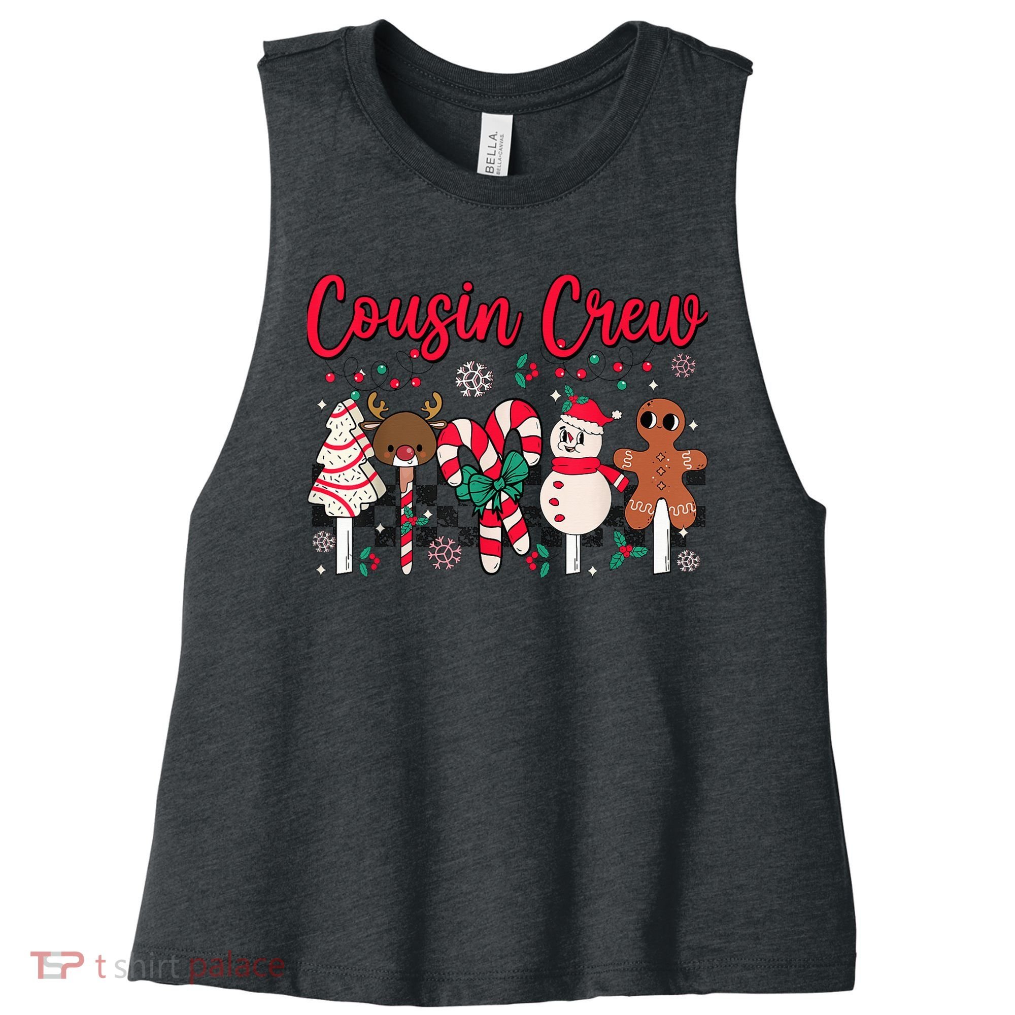 Cousin Crew Christmas Squad Family Matching Cousin Club Kid Women's Racerback Cropped Tank