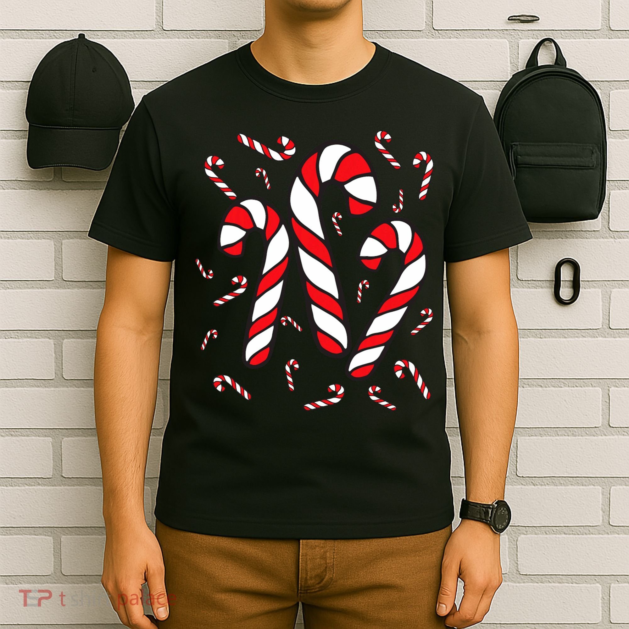 Candy Cane Crew Merry And Bright Red And White Candy Costume T-Shirt