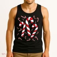 Candy Cane Crew Merry And Bright Red And White Candy Costume Tank Top thumb 3