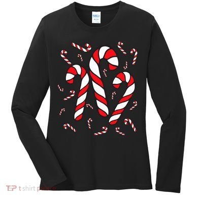 Candy Cane Crew Merry And Bright Red And White Candy Costume Women's Long Sleeve Shirt