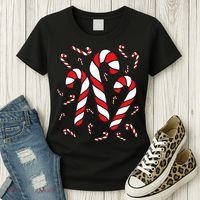 Candy Cane Crew Merry And Bright Red And White Candy Costume Women's T-Shirt thumb 3