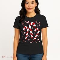 Candy Cane Crew Merry And Bright Red And White Candy Costume Women's T-Shirt thumb 4
