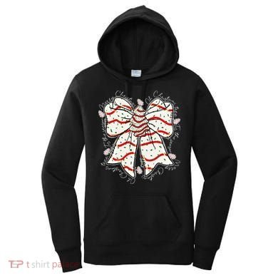 Cute Coquette Christmas Tree Cake Ribbon Bow  Women's Hoodie