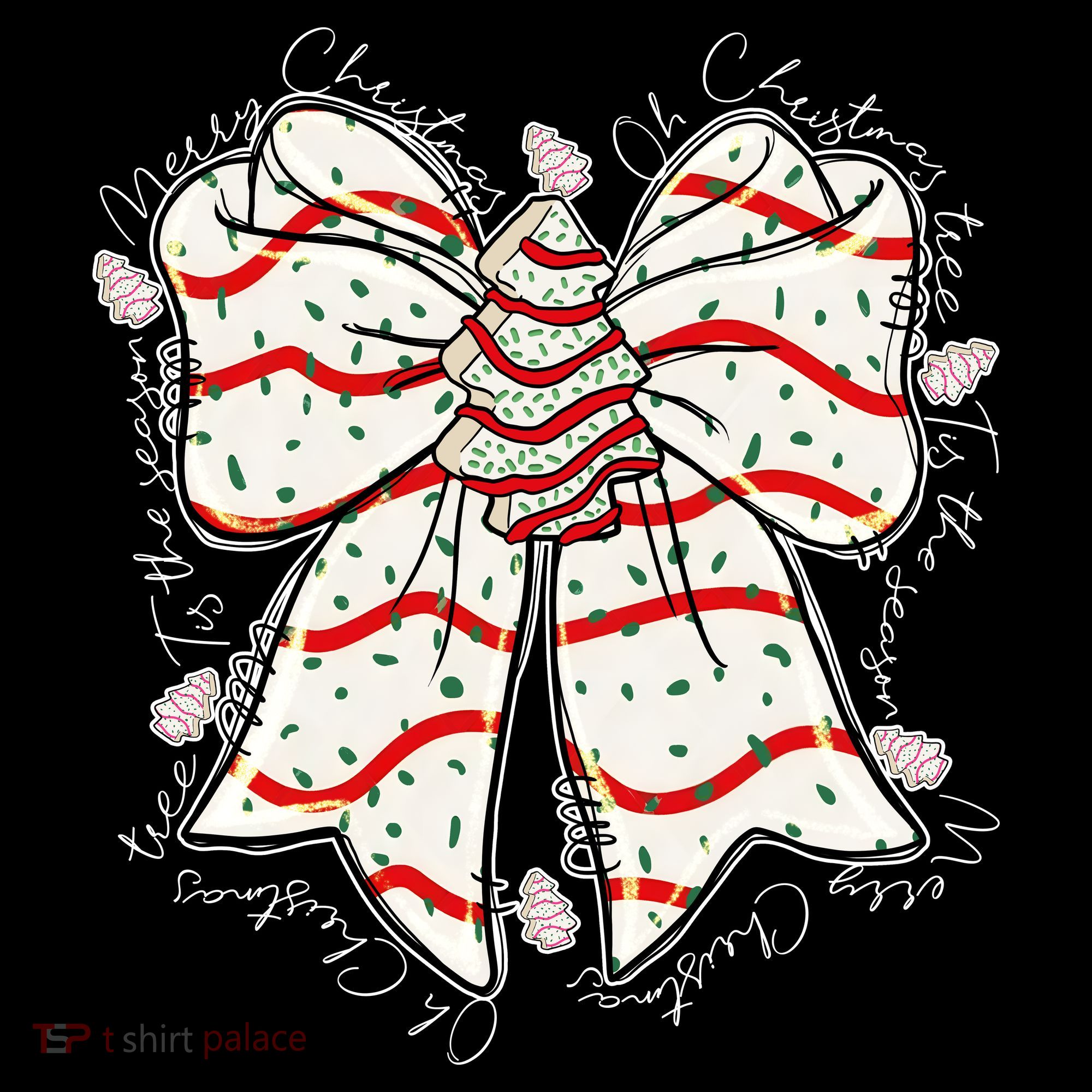 Cute Coquette Christmas Tree Cake Ribbon Bow  Women's Hoodie