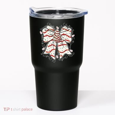 Cute Coquette Christmas Tree Cake Ribbon Bow  Tumbler