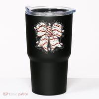 Cute Coquette Christmas Tree Cake Ribbon Bow  Tumbler thumb 0