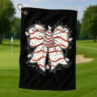 Cute Coquette Christmas Tree Cake Ribbon Bow  Golf Towel thumb 1